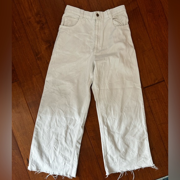 Rachel Comey Pants - Rachel Comey White wide leg Denim with Frayed hem size 6